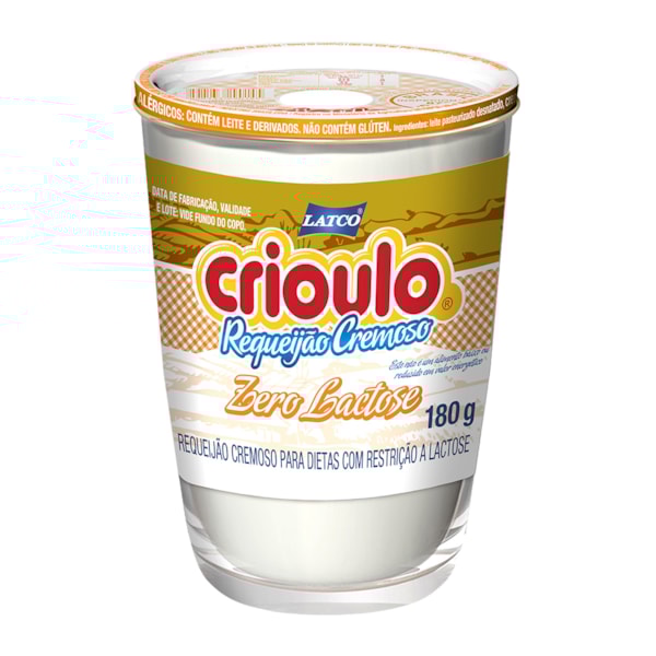 image Requeijão Zero Lactose Crioulo 180G Copo De Vidro