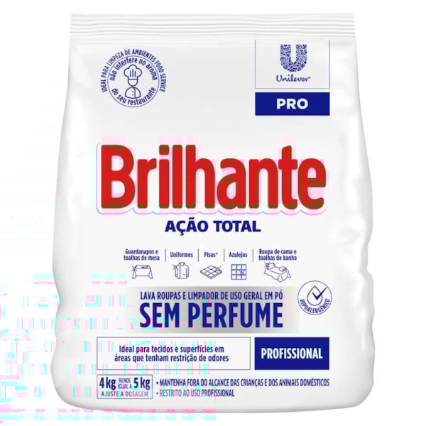 image Sabão Em Pó Sem Perfume Brilhante Pacote 4Kg