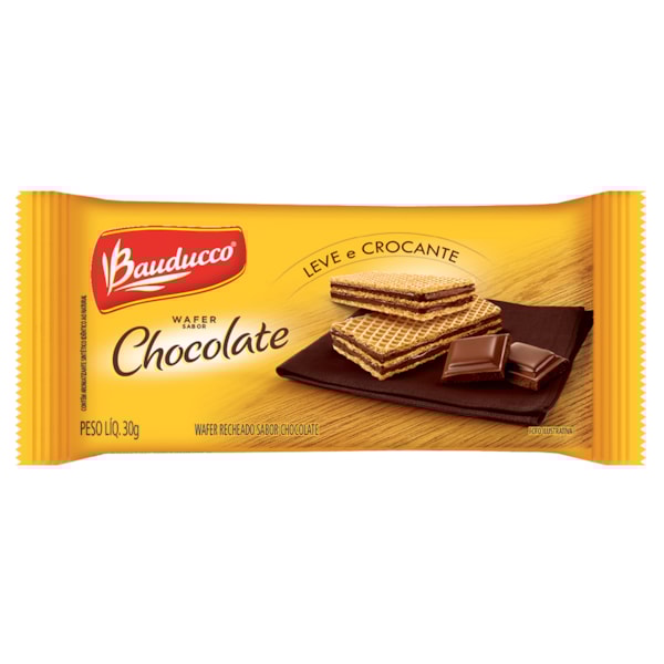 image Sache Biscoito Wafer Chocolate Bauducco 96 X 30G