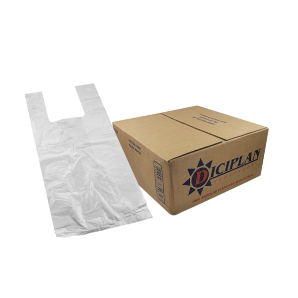 image Sacola Plástica Branca 49 X 59Cm 1.000Un Diciplan Reforçada