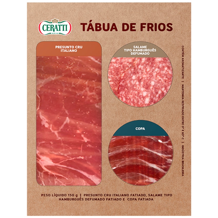 image Tabua De Frios - Presunto Cru Italiano, Salame Hamburguês E Copa Ceratti 150G