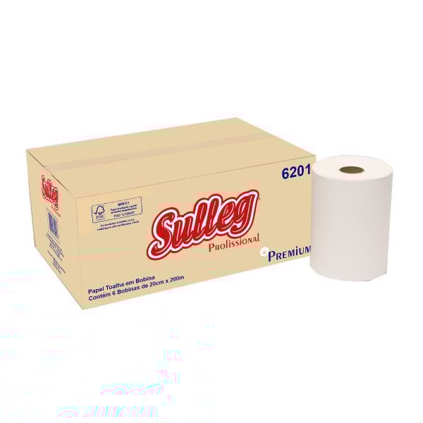 image Toalha Papel Bobina Sulleg 6 Rolos X 200Mt X 20Cm 100% 30Gr Cod 6201
