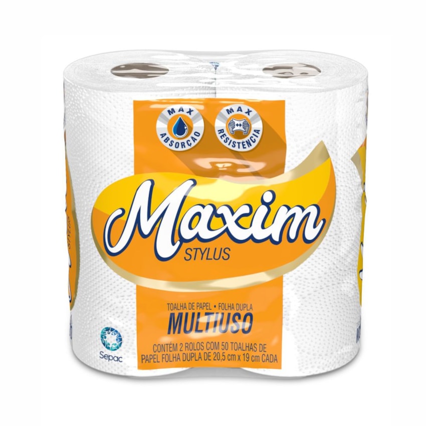 image Toalha Papel Maxim Stylus 2 X 50 Toalhas De 20,5 X 19Cm