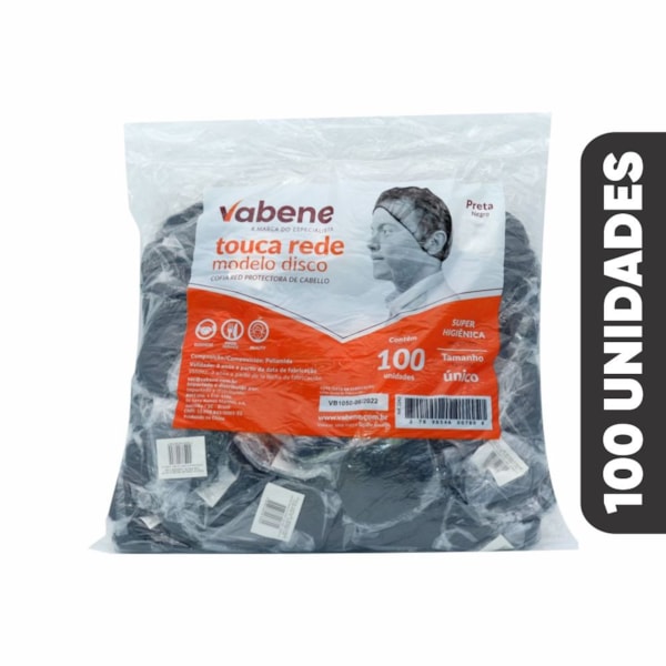 image Touca De Nylon Preta Bailarina Vabene 100Un