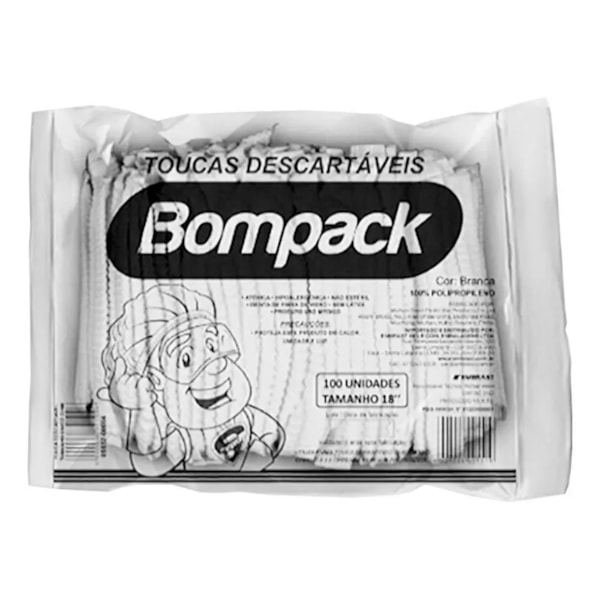 image TOUCA DESCARTAVEL SANFONADA BRANCA 45Cm BOMPACK 100UN