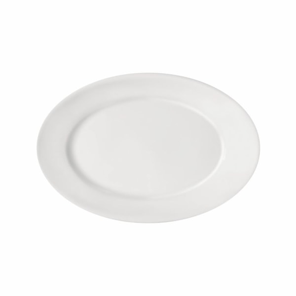 image Travessa Oval Rasa 24 X 16 X 3Cm Branco Porcelana Bar/Hotel Germer Un