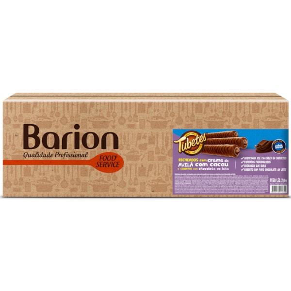 image Tubetes Recheado com Creme de Avelã com Cacau e Cobertura com Chocolate ao Leite Barion 2 Kg