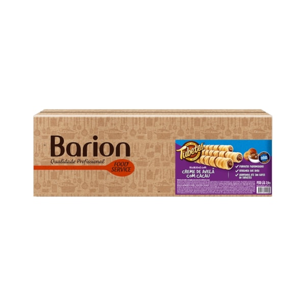 image Tubetes Sabor Baunilha Recheado com Avelã Barion Cx 2Kg