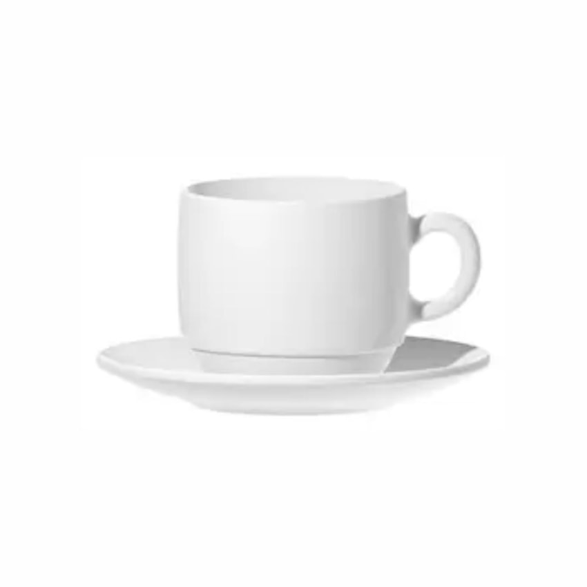 image Xicara De Café C/ Pires Branco Vidro Opaline 5104 12 X 90Ml Cx
