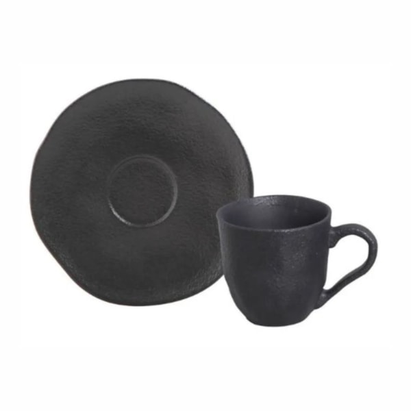 image Xicara De Café C/ Pires Orgânico Preto Matte 6 X 120Ml Cx