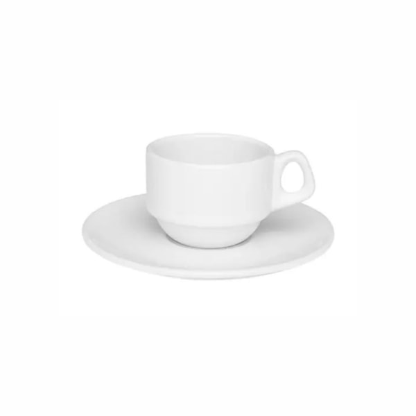 image Xicara De Cafezinho C/ Pires Empilhável Branco Porcelana Oxford 12 X 75Ml