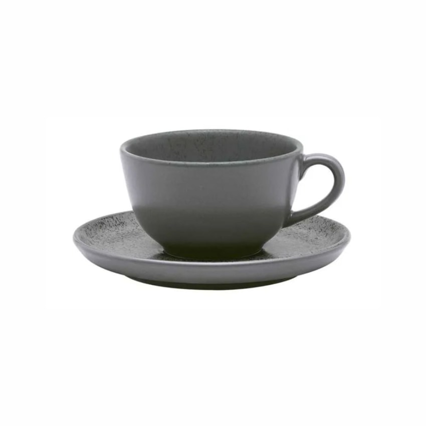 image Xicara De Chá 220Ml C/ Pires Gray Cerâmica Oxford 12Un