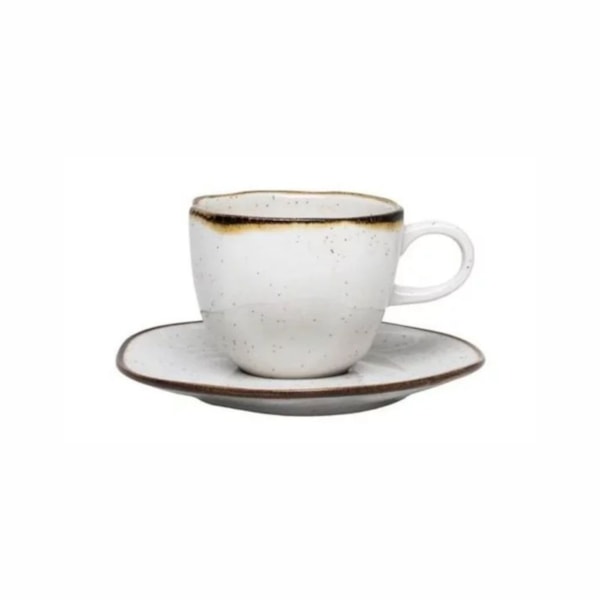 image Xicara De Chá C/ Pires 220Ml Branco/Filete Porcelana Oxford 12Un