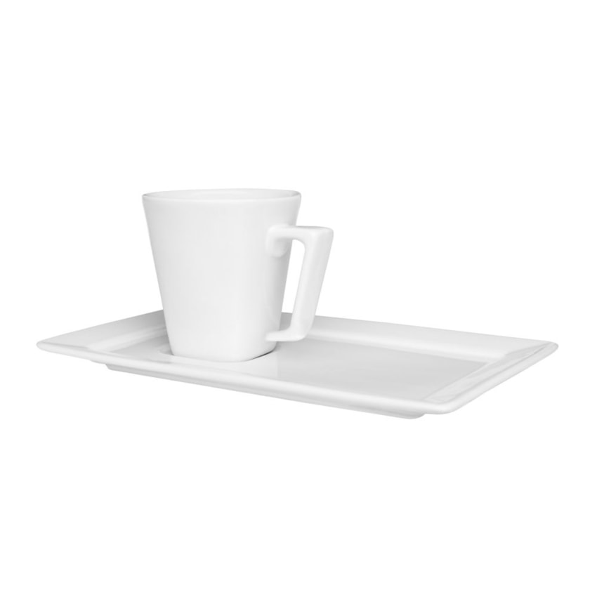 image Xicara De Chá C/ Pires Branco Porcelana Oxford 12 X 200Ml