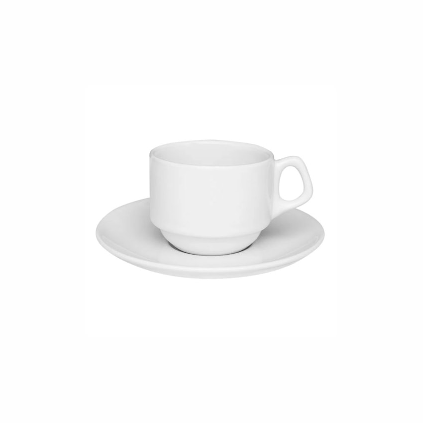 image Xicara De Chá C/ Pires Empilhável Branco Porcelana Oxford 12 X 200Ml