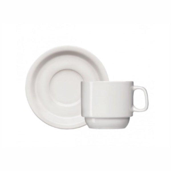 image Xicara De Chá C/ Pires Iguaçu Branco Porcelana Germer 12 X 215Ml